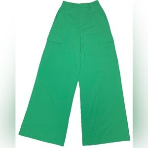 Talulah Green Women’s High Waisted Wide Leg Cargo Pants Bright Neon Festival